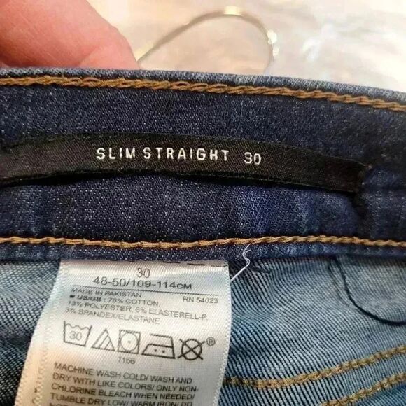 Banana Republic Women's Premium Denim Dark Wash Cotton/Poly/Spandex Slim Straigh - Picture 6 of 12